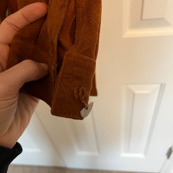 Stunning Brown 100% Leather Shirt Jacket by The Limited, Size M - Picture 5 of 11